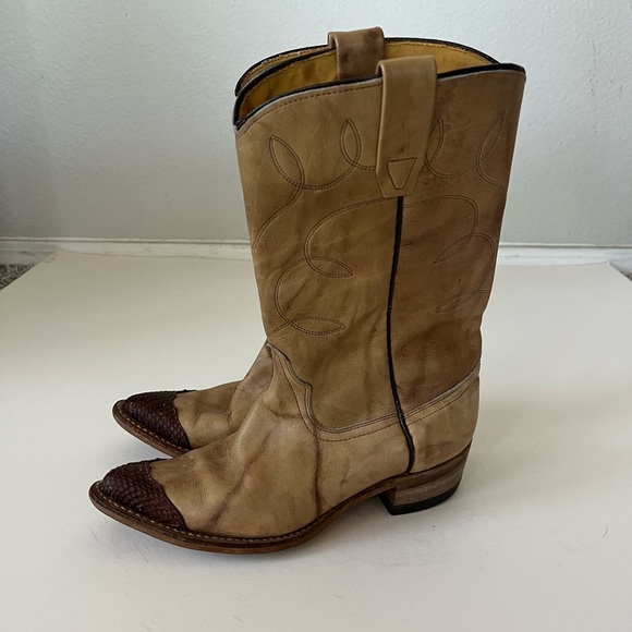 Vintage Wrangler Snake Toe Swirl Pattern Western Boots Womens Size 7 - Picture 1 of 15